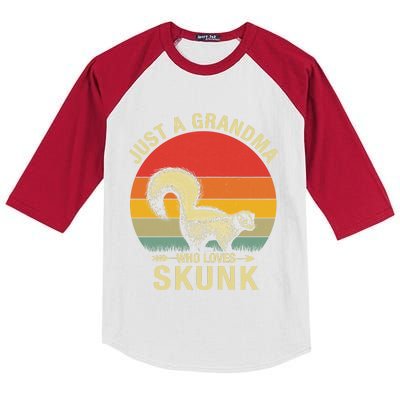 Just A Grandma Who Loves Skunk Funny Skunk Retro Kids Colorblock Raglan Jersey