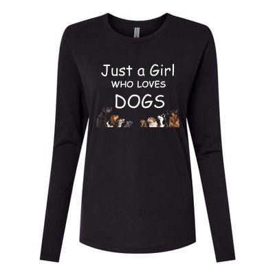 Just A Girl Who Loves Dogs Dog Lover Gift For Gift Womens Cotton Relaxed Long Sleeve T-Shirt