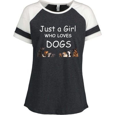 Just A Girl Who Loves Dogs Dog Lover Gift For Gift Enza Ladies Jersey Colorblock Tee