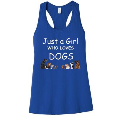 Just A Girl Who Loves Dogs Dog Lover Gift For Gift Women's Racerback Tank