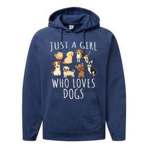 Just A Girl Who Loves Dogs Funny Puppy Performance Fleece Hoodie