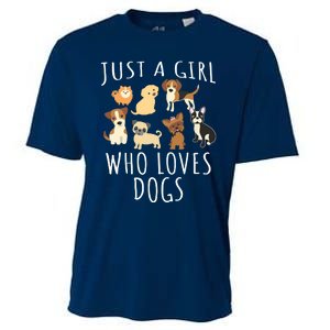 Just A Girl Who Loves Dogs Funny Puppy Cooling Performance Crew T-Shirt