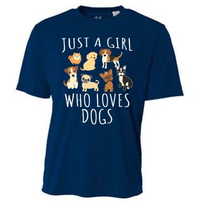 Just A Girl Who Loves Dogs Funny Puppy Cooling Performance Crew T-Shirt