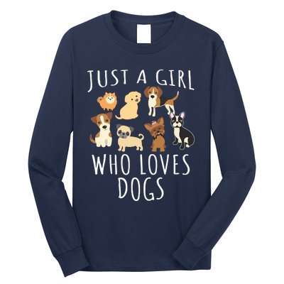 Just A Girl Who Loves Dogs Funny Puppy Long Sleeve Shirt