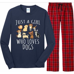 Just A Girl Who Loves Dogs Funny Puppy Long Sleeve Pajama Set