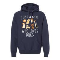 Just A Girl Who Loves Dogs Funny Puppy Premium Hoodie