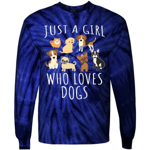 Just A Girl Who Loves Dogs Funny Puppy Tie-Dye Long Sleeve Shirt