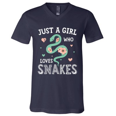 Just A Girl Who Loves Snakes Women Snake Lover V-Neck T-Shirt