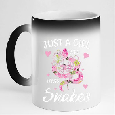 Just A Girl Who Loves Snakes Women Snake Lover 11oz Black Color Changing Mug