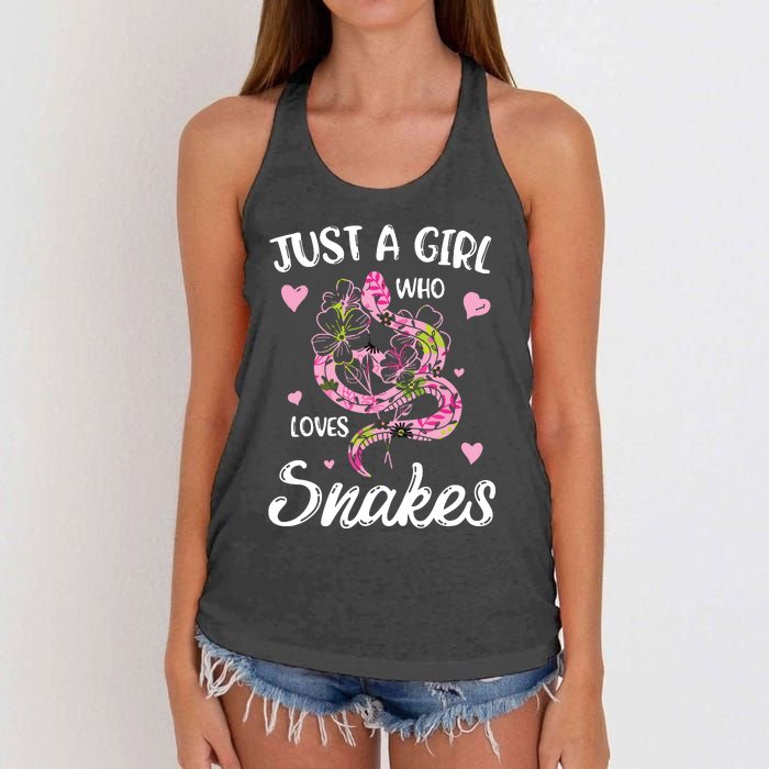 Just A Girl Who Loves Snakes Women Snake Lover Women's Knotted Racerback Tank