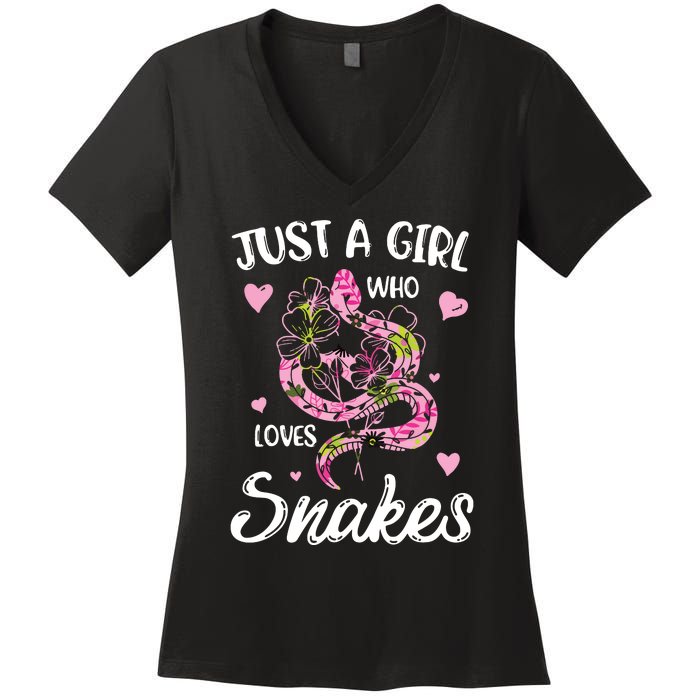 Just A Girl Who Loves Snakes Women Snake Lover Women's V-Neck T-Shirt