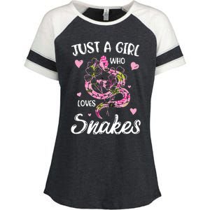 Just A Girl Who Loves Snakes Women Snake Lover Enza Ladies Jersey Colorblock Tee