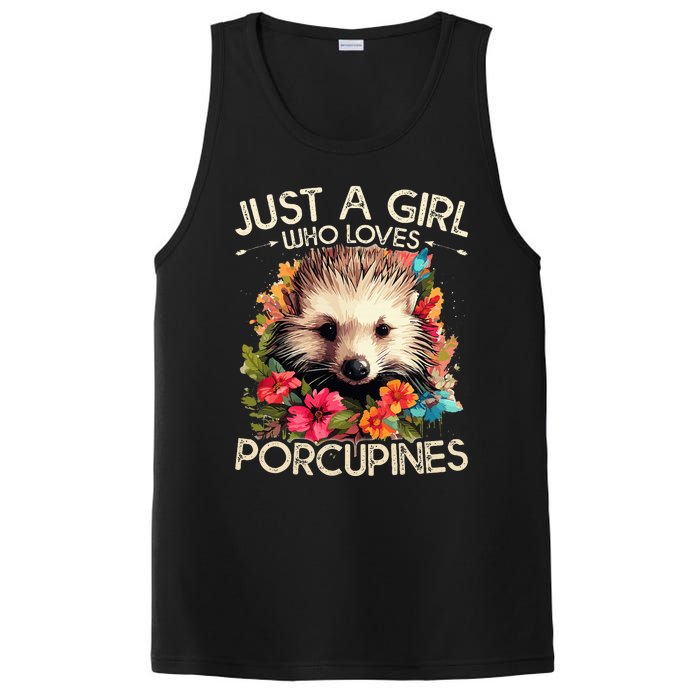 Just A Girl Who Loves Porcupines Floral Design PosiCharge Competitor Tank