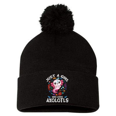 Just A Girl Who Loves Axolotls Cute Axolotl Pom Pom 12in Knit Beanie