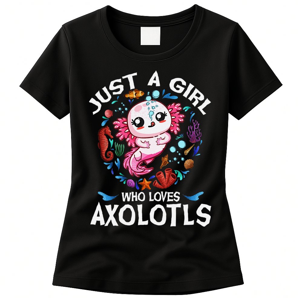 Just A Girl Who Loves Axolotls Cute Axolotl Womens T-Shirt