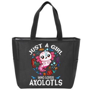 Just A Girl Who Loves Axolotls Cute Axolotl Zip Tote Bag