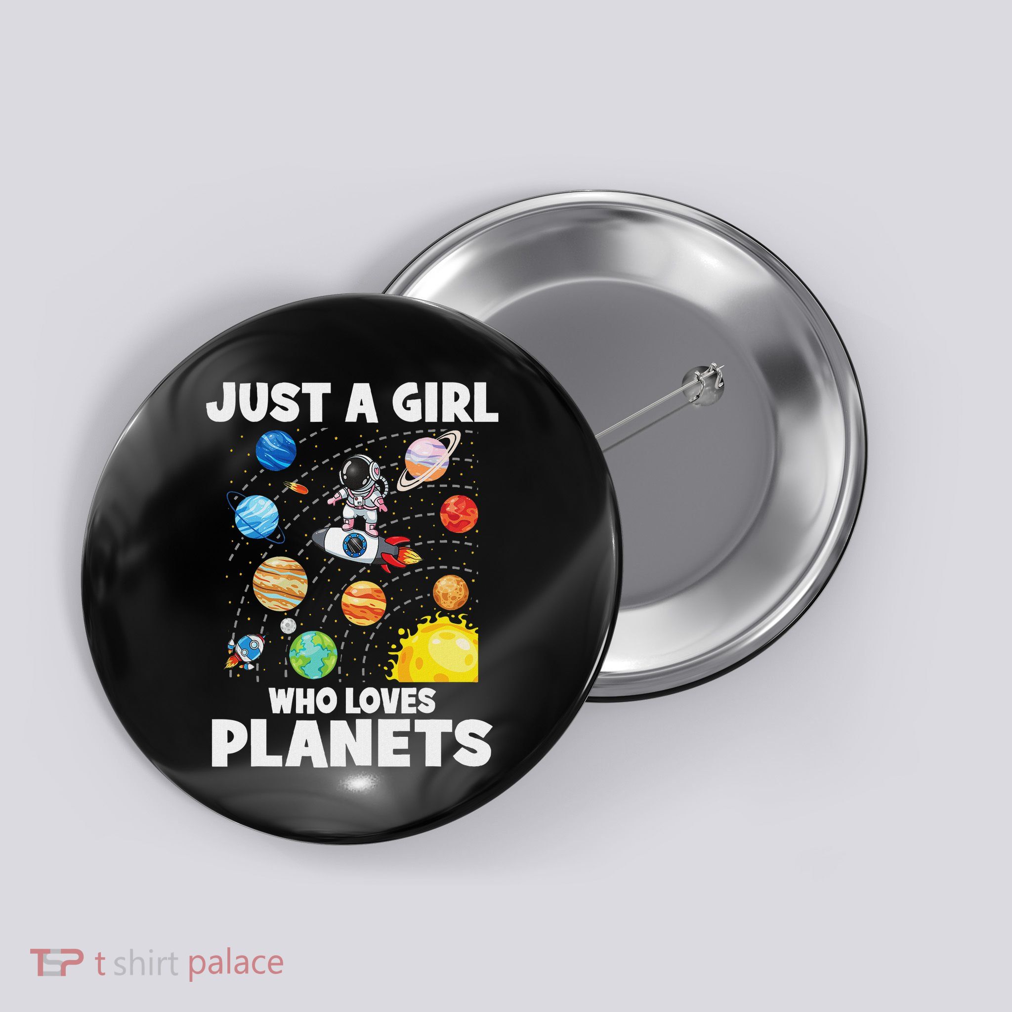 Just A Girl Who Loves Planets Solar System Space Astronaut Button