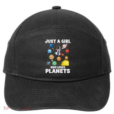 Just A Girl Who Loves Planets Solar System Space Astronaut 7-Panel Snapback Hat