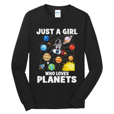 Just A Girl Who Loves Planets Solar System Space Astronaut Tall Long Sleeve T-Shirt