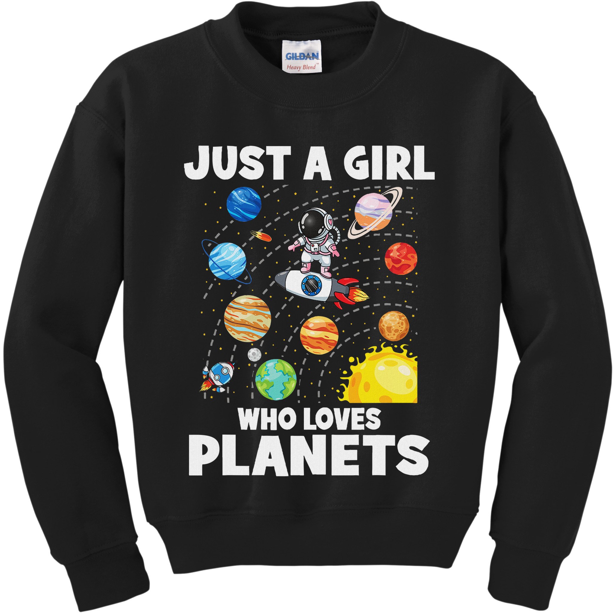 Just A Girl Who Loves Planets Solar System Space Astronaut Kids Sweatshirt