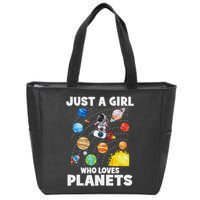 Just A Girl Who Loves Planets Solar System Space Astronaut Zip Tote Bag