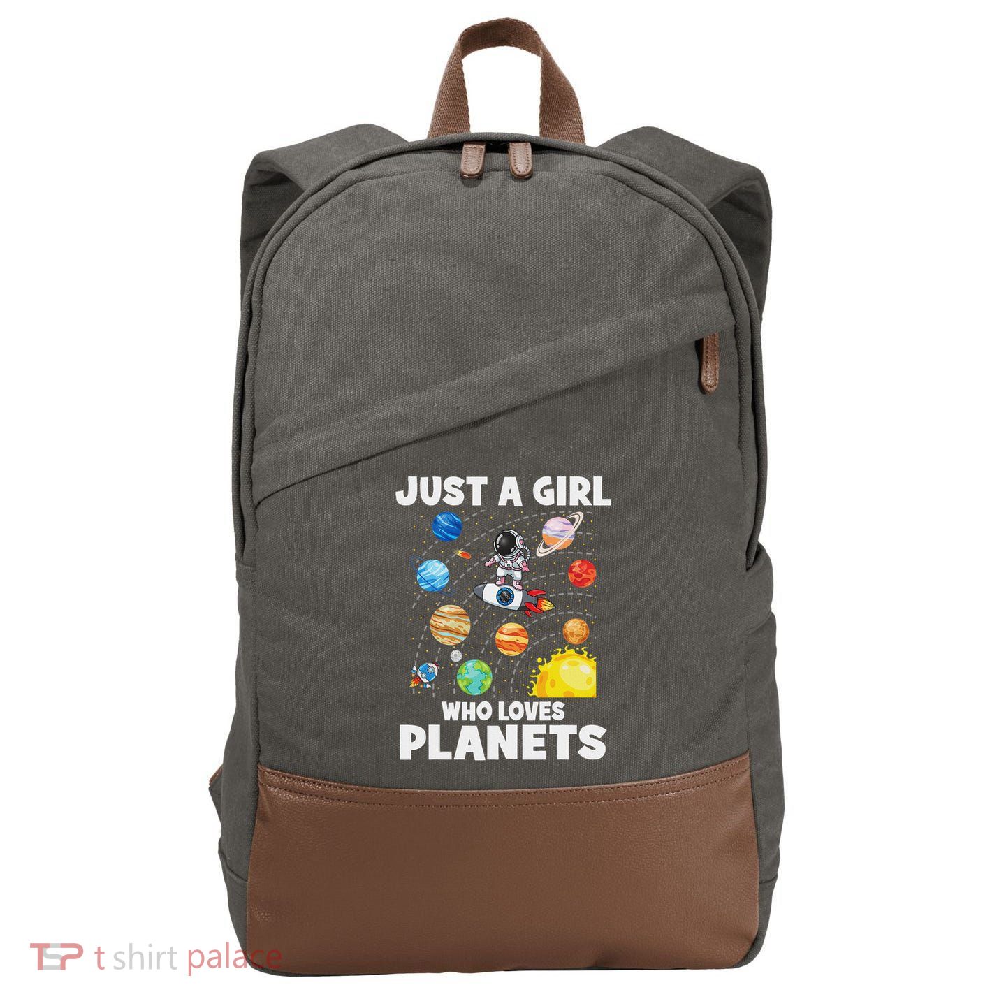 Just A Girl Who Loves Planets Solar System Space Astronaut Cotton Canvas Backpack