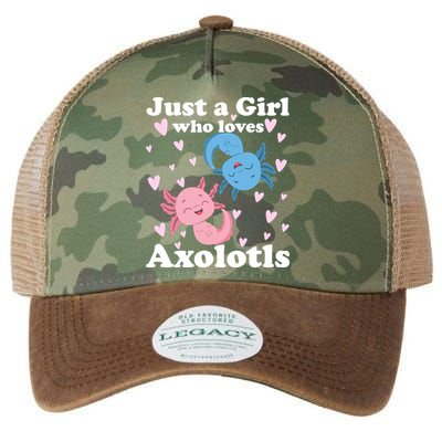 Just A Girl Who Loves Axolotls Axolotl Cute Kawaii Design Gift Legacy Tie Dye Trucker Hat