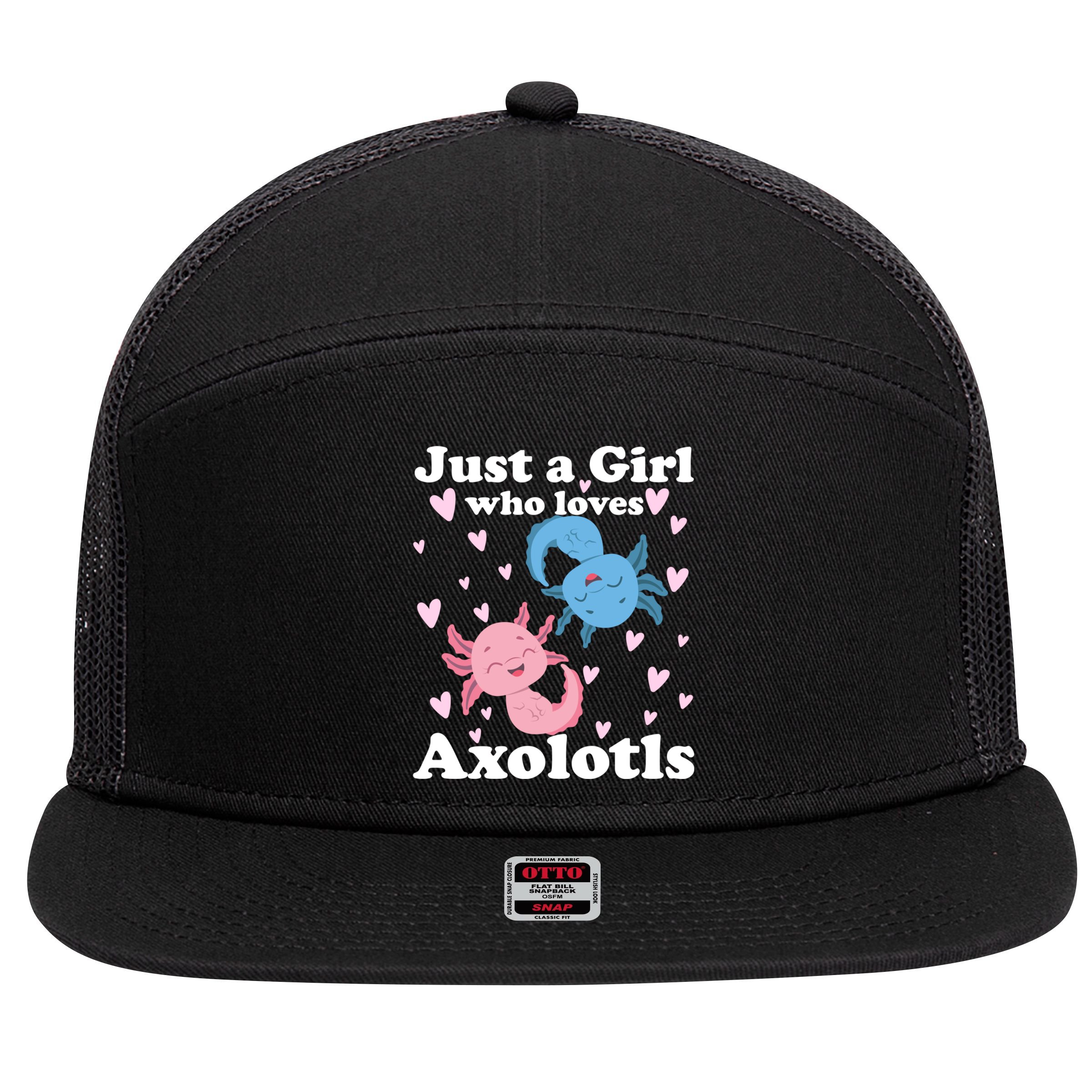 Just A Girl Who Loves Axolotls Axolotl Cute Kawaii Design Gift 7 Panel Mesh Trucker Snapback Hat