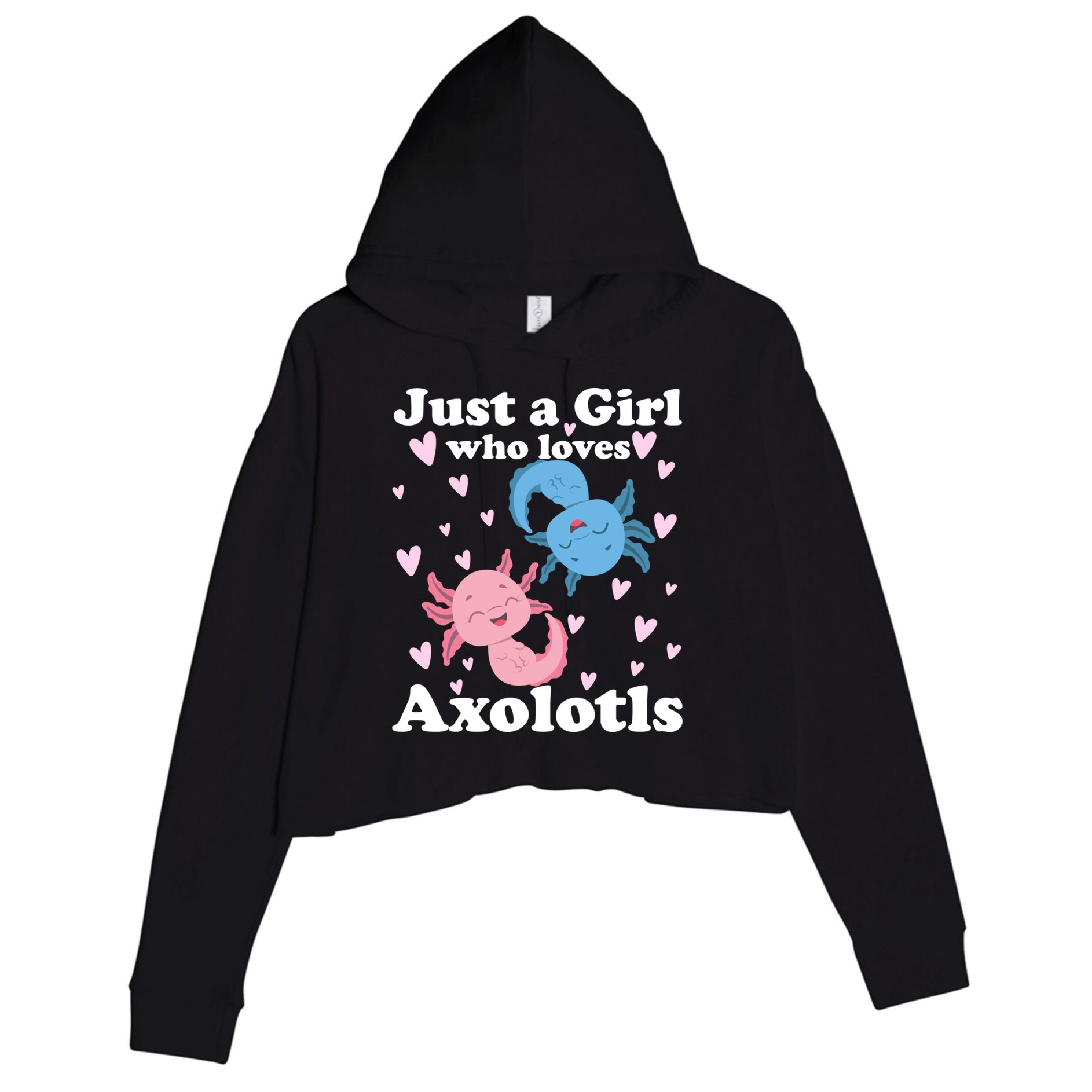Just A Girl Who Loves Axolotls Axolotl Cute Kawaii Design Gift Crop Fleece Hoodie