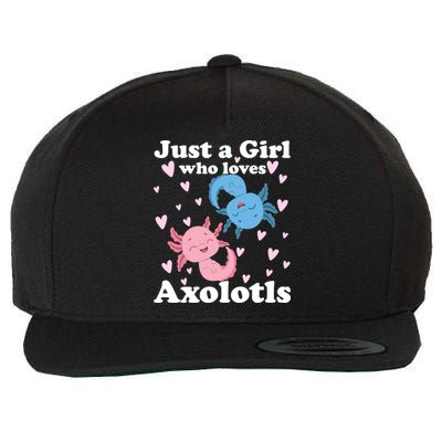 Just A Girl Who Loves Axolotls Axolotl Cute Kawaii Design Gift Wool Snapback Cap