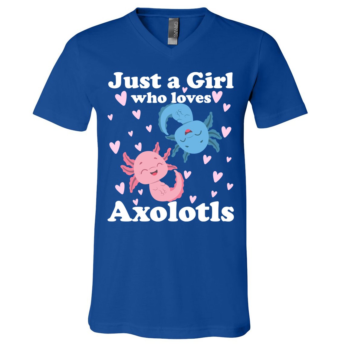 Just A Girl Who Loves Axolotls Axolotl Cute Kawaii Design Gift V-Neck T-Shirt