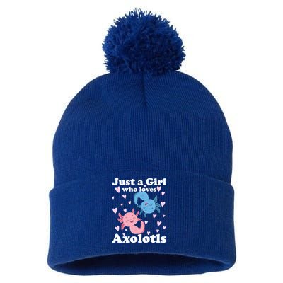 Just A Girl Who Loves Axolotls Axolotl Cute Kawaii Design Gift Pom Pom 12in Knit Beanie
