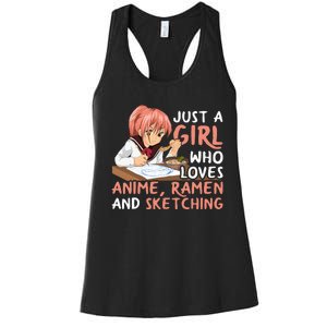 Just A Girl Who Loves Anime Ramen And Sketching Japan Women's Racerback Tank