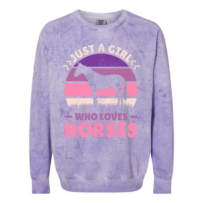 Just A Girl Who Loves Horses Women Horse Stuff Horse Lovers Colorblast Crewneck Sweatshirt