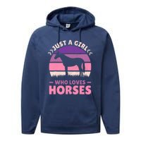 Just A Girl Who Loves Horses Women Horse Stuff Horse Lovers Performance Fleece Hoodie