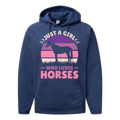 Just A Girl Who Loves Horses Women Horse Stuff Horse Lovers Performance Fleece Hoodie