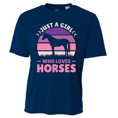 Just A Girl Who Loves Horses Women Horse Stuff Horse Lovers Cooling Performance Crew T-Shirt