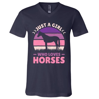 Just A Girl Who Loves Horses Women Horse Stuff Horse Lovers V-Neck T-Shirt