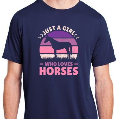 Just A Girl Who Loves Horses Women Horse Stuff Horse Lovers Adult ChromaSoft Performance T-Shirt