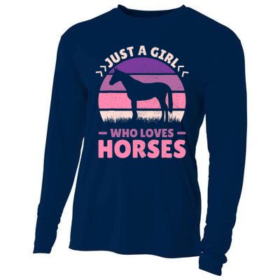 Just A Girl Who Loves Horses Women Horse Stuff Horse Lovers Cooling Performance Long Sleeve Crew