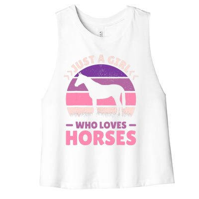 Just A Girl Who Loves Horses Women Horse Stuff Horse Lovers Women's Racerback Cropped Tank