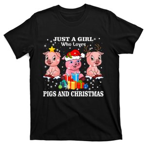 Just A Girl Who Loves Pigs & Christmas Funny Pig Farmer Gift T-Shirt