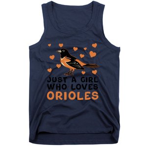 Just A Girl Who Loves Orioles Birds Oriole Lovers Tank Top