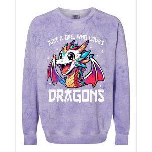 Just A Girl Who Loves Dragons Anime Lover Girl Colorblast Crewneck Sweatshirt