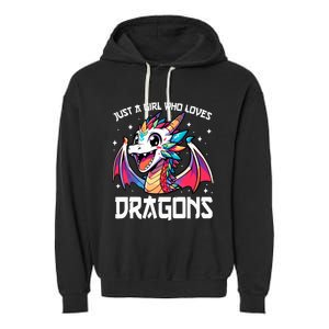 Just A Girl Who Loves Dragons Anime Lover Girl Garment-Dyed Fleece Hoodie