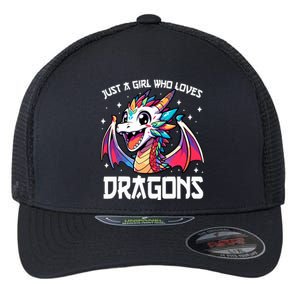 Just A Girl Who Loves Dragons Anime Lover Girl Flexfit Unipanel Trucker Cap