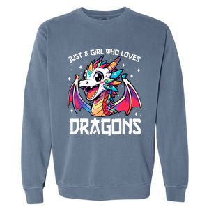 Just A Girl Who Loves Dragons Anime Lover Girl Garment-Dyed Sweatshirt