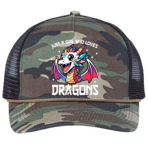 Just A Girl Who Loves Dragons Anime Lover Girl Retro Rope Trucker Hat Cap