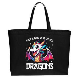 Just A Girl Who Loves Dragons Anime Lover Girl Cotton Canvas Jumbo Tote