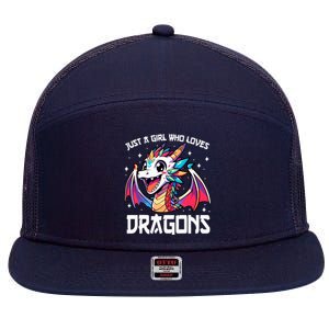 Just A Girl Who Loves Dragons Anime Lover Girl 7 Panel Mesh Trucker Snapback Hat